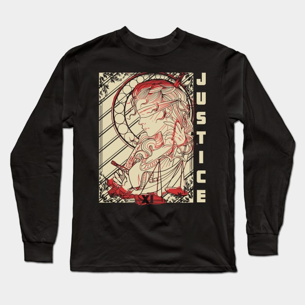 Tarot card Justice Long Sleeve T-Shirt by hackneydagger